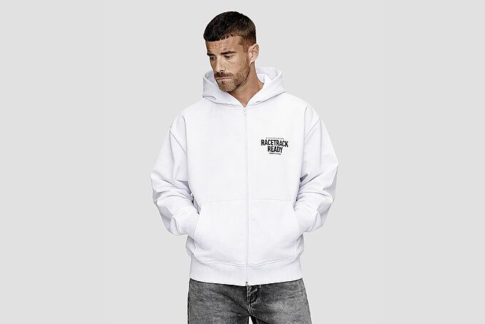 STREETWEAR Zipper weiß - Racetrack Ready front
