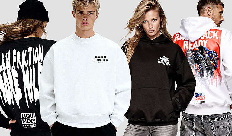 4 Personen mit schwarzen und weißen Hoodies