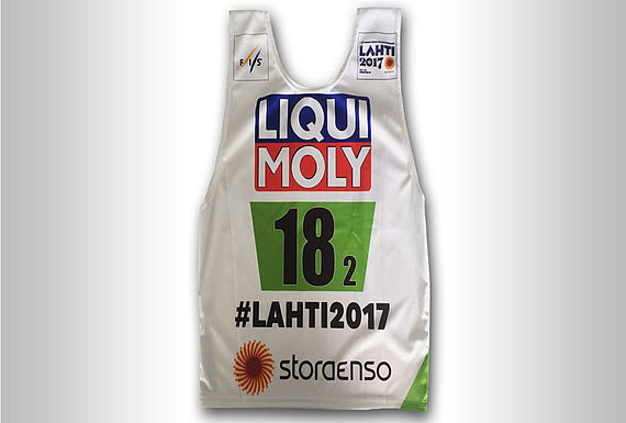 Lahti-Ski-WM Leibchen von Noriaki Kasai mit LIQUI MOLY-Branding
