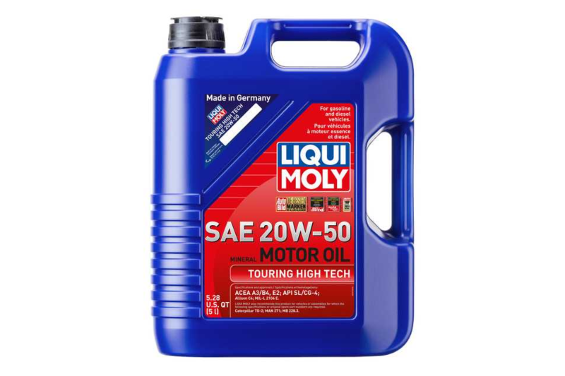 Set: 2x1L Liqui Moly Touring High Tech 20W-50 + 300ml MANNOL Motor Flush + Öltasche