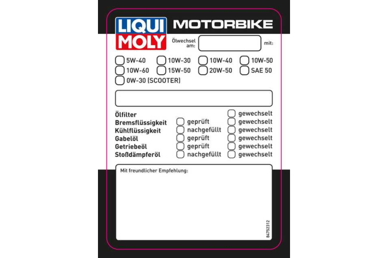 Étiquette adhésive vidange d'huile Motorbike